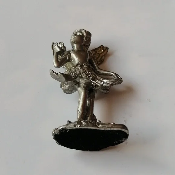 Vintage Peltro Cesellato a Mano Pewter Fairy Miniature Sculpture - Picture 10 of 13